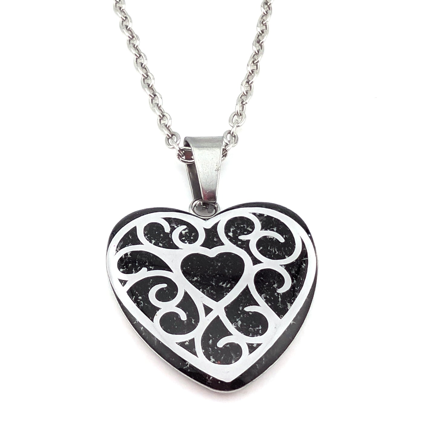 Black Heart Necklace | Gothic Glam | | White Accents