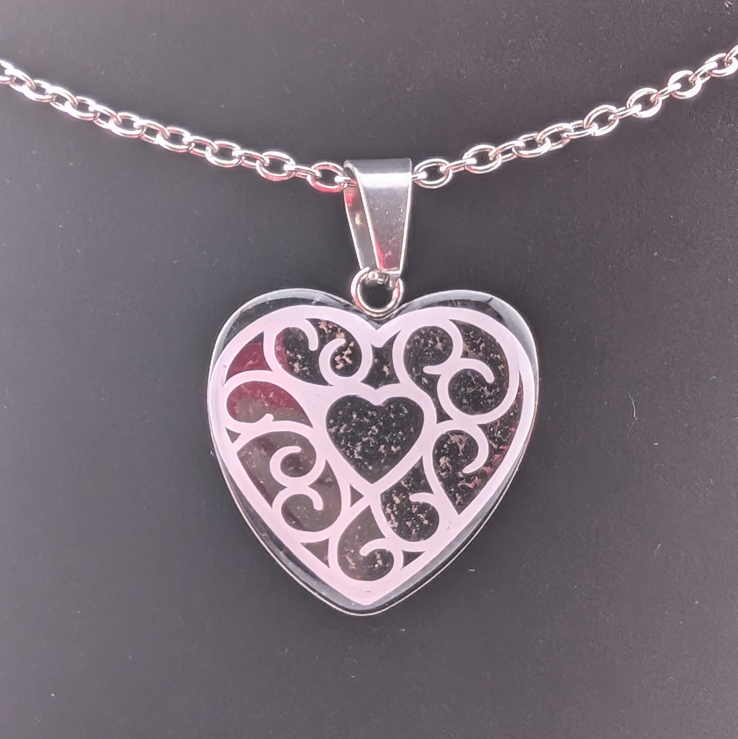 Black Heart Necklace | Gothic Glam | | White Accents