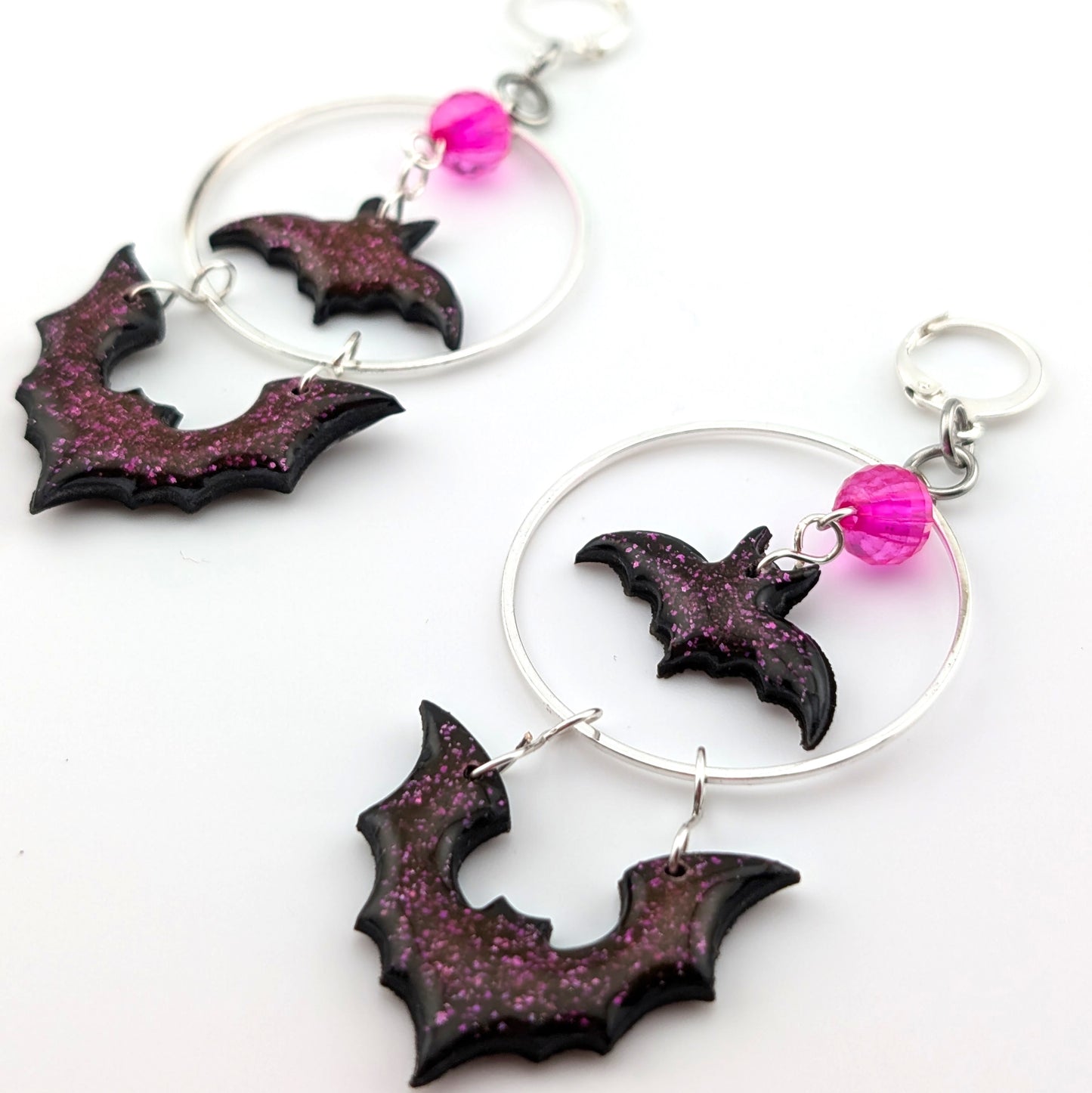 Gothic Bat Earrings | pink | Handmade Polymer Clay | Halloween Jewelry
