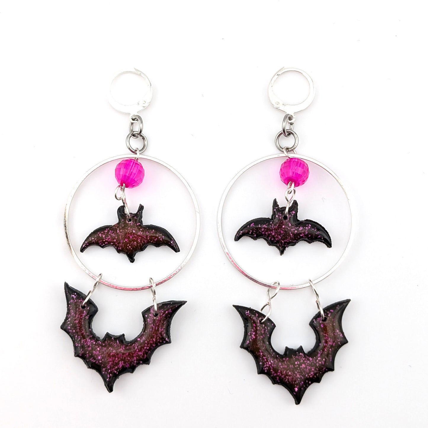 Gothic Bat Earrings | pink | Handmade Polymer Clay | Halloween Jewelry