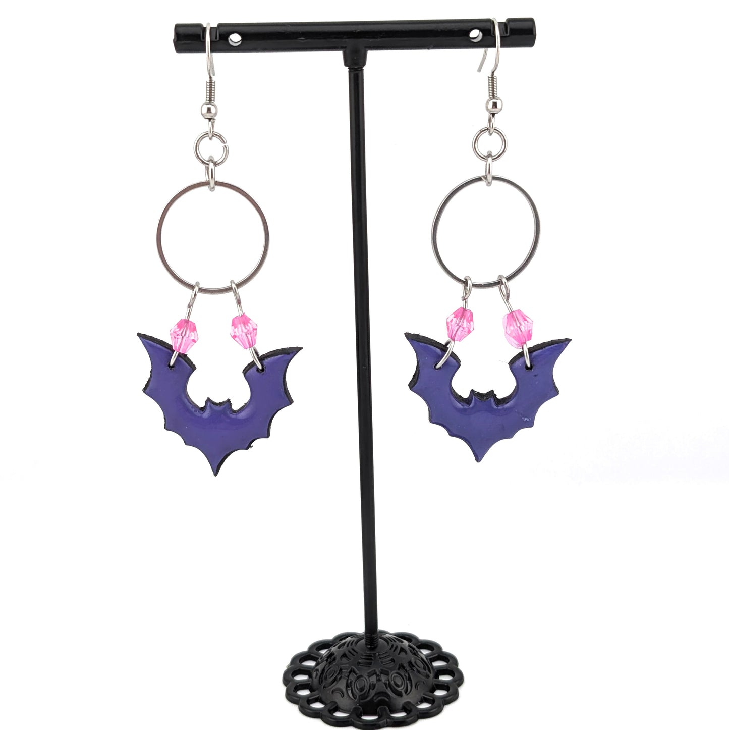 Gothic Kawaii Bat Earrings | Spooky Kawaii Halloween Jewelry| Purple and Pink
