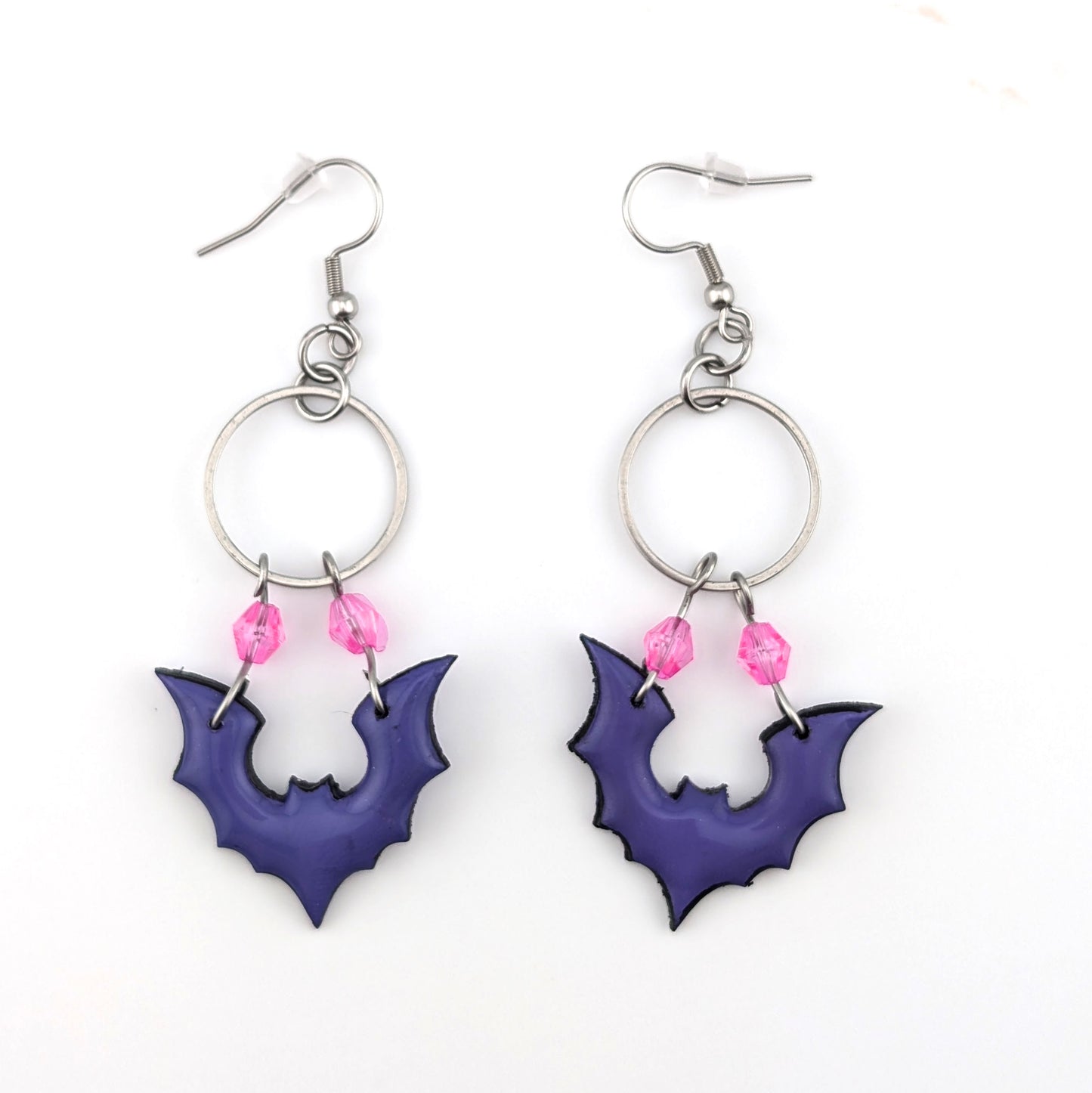 Gothic Kawaii Bat Earrings | Spooky Kawaii Halloween Jewelry| Purple and Pink