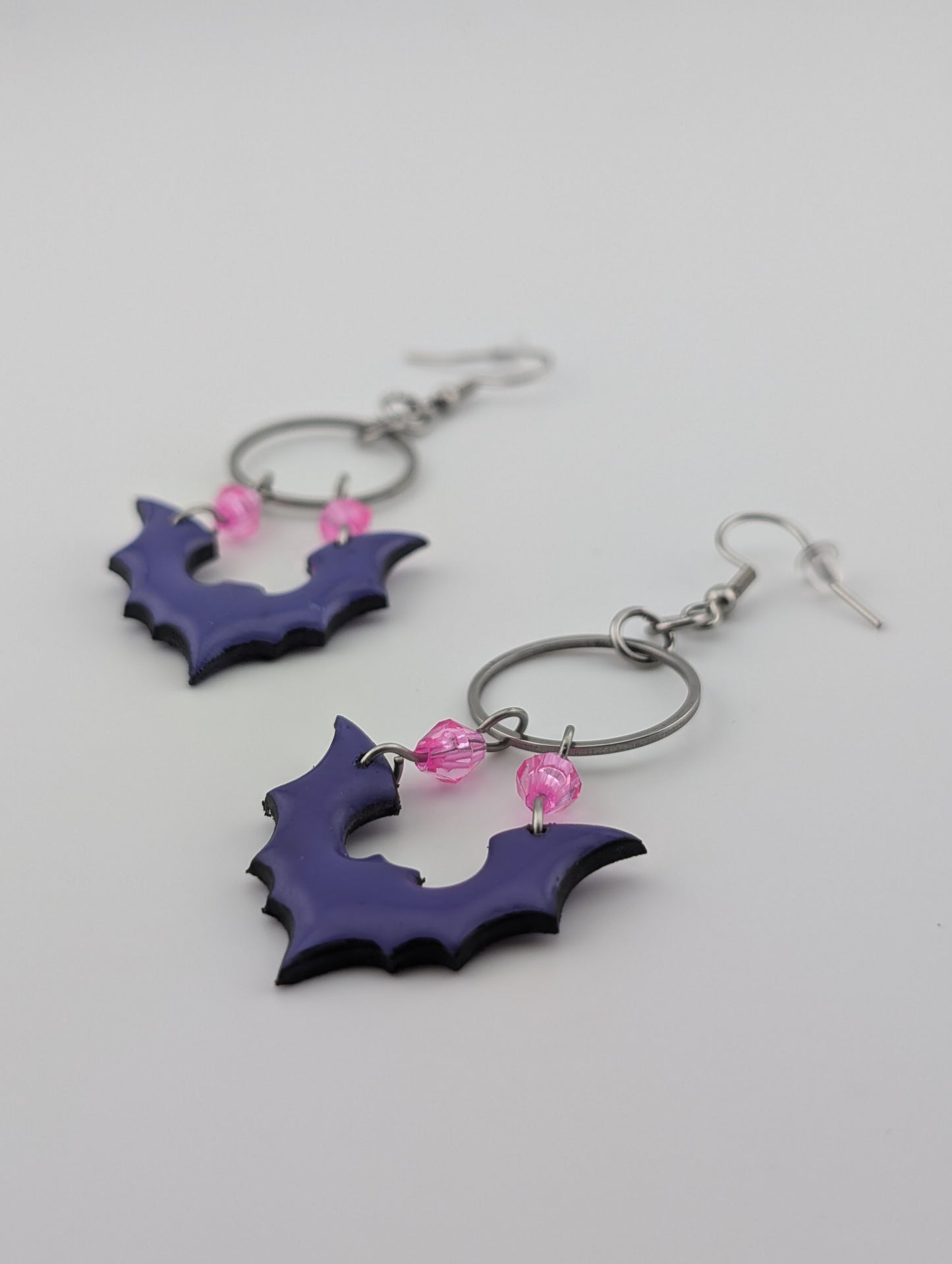 Gothic Kawaii Bat Earrings | Spooky Kawaii Halloween Jewelry| Purple and Pink