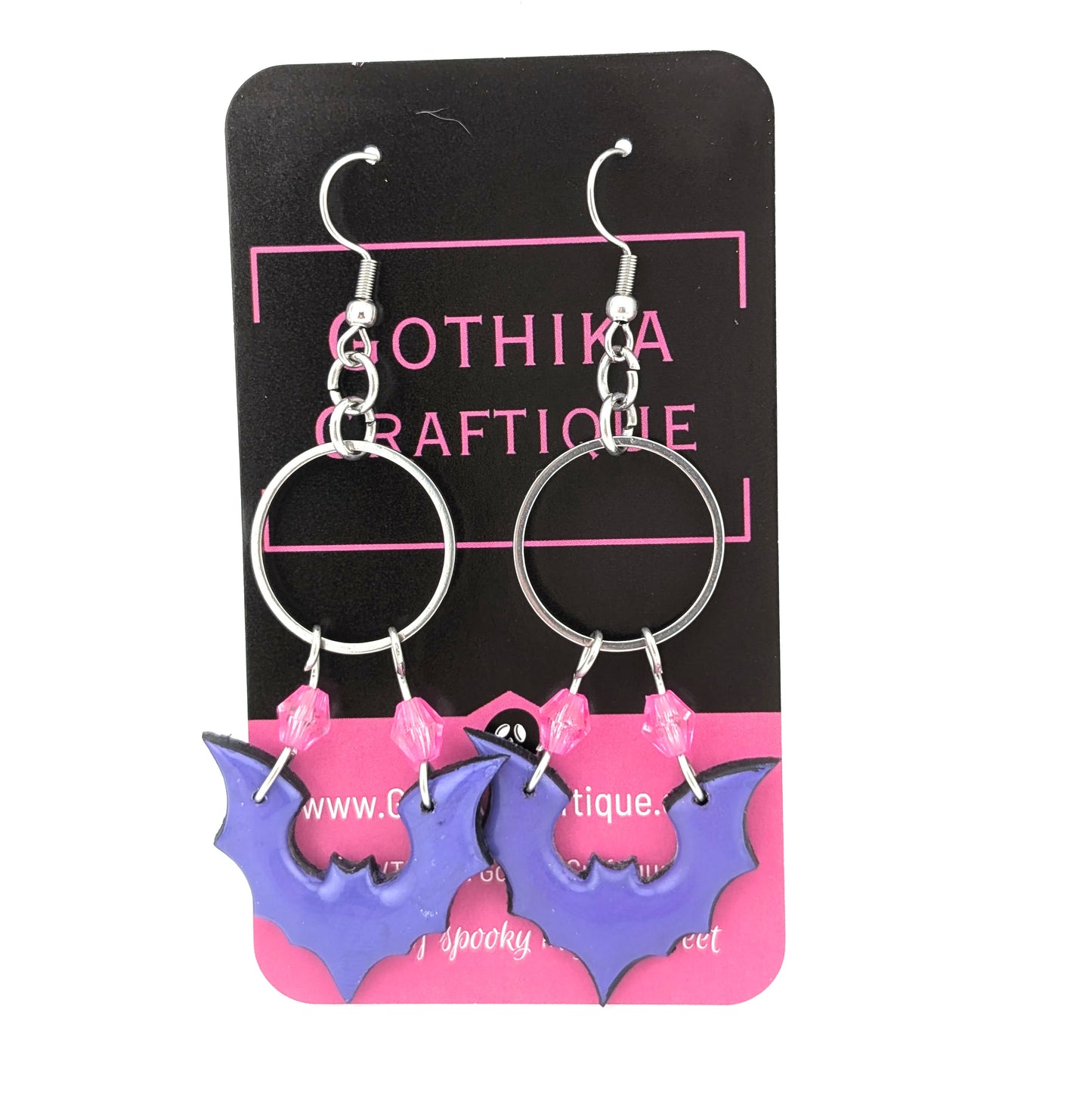 Gothic Kawaii Bat Earrings | Spooky Kawaii Halloween Jewelry| Purple and Pink