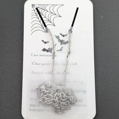 Red Rose & Silver Glitter Necklace - 18 Inch - Stainless Steel