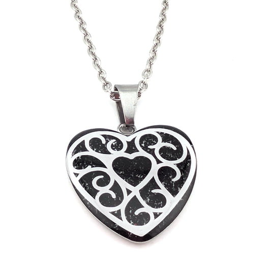 Black Heart Necklace | Gothic Glam |  | White Accents