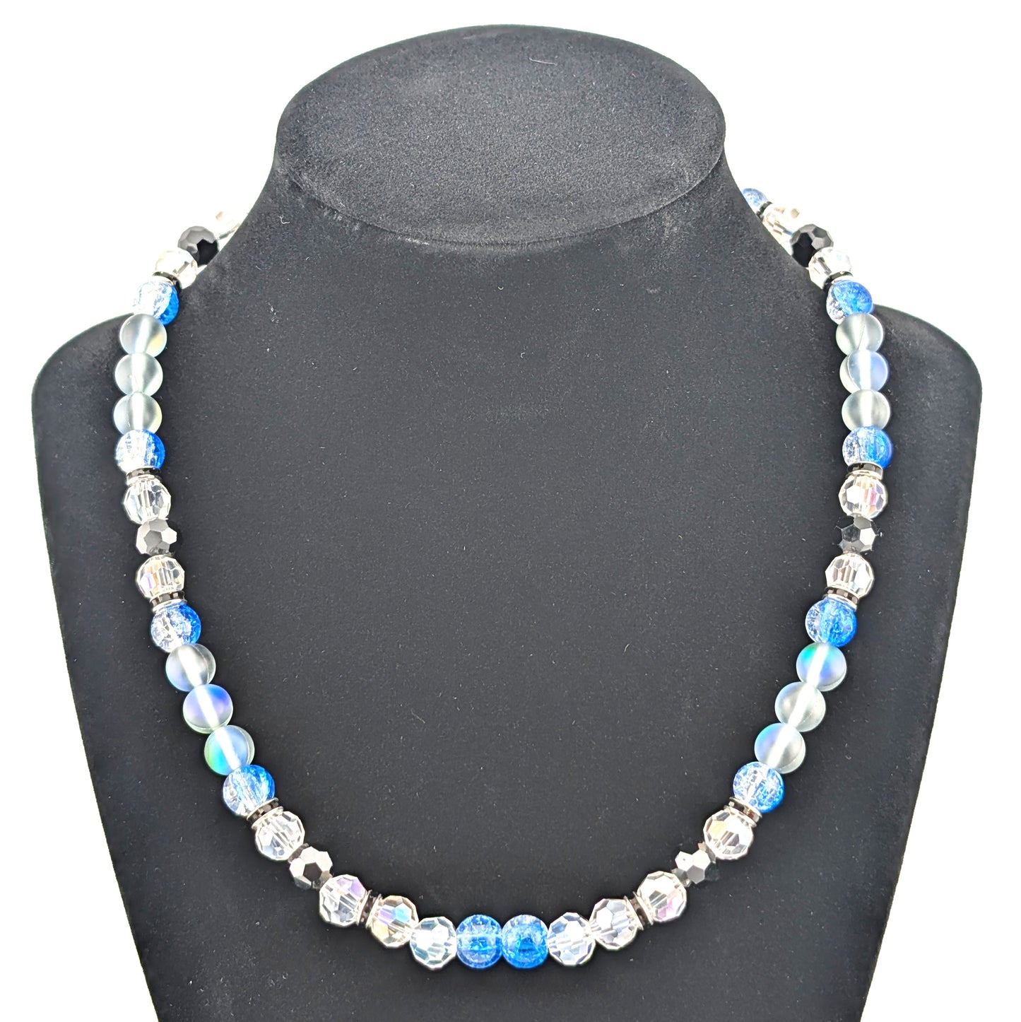 Beaded Necklace | Iridescent | Blue and Grey