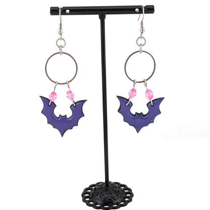 Gothic Kawaii  Bat Earrings | Spooky Kawaii Halloween Jewelry| Purple and Pink