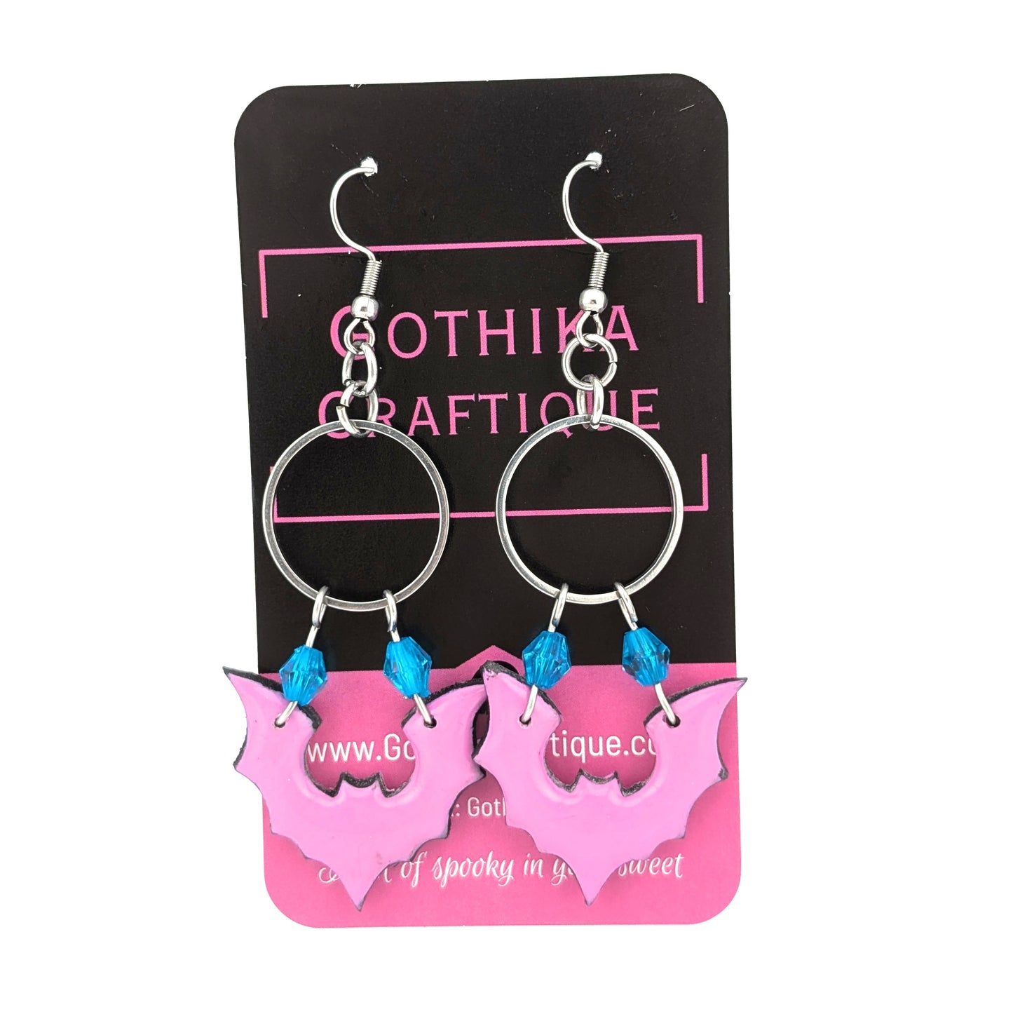 Kawaii Goth Bat Earrings | Spooky Kawaii | Halloween Jewelry | Pink and Purple